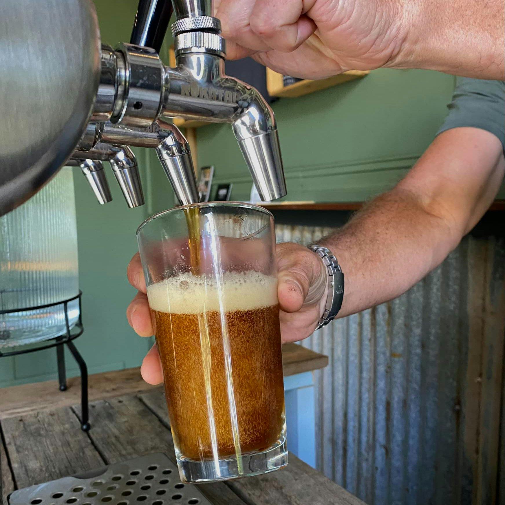 Pouring a beer