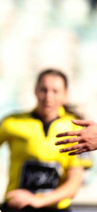 Canberra Raiders NRLW player Madison Bartlett celebrating a try.