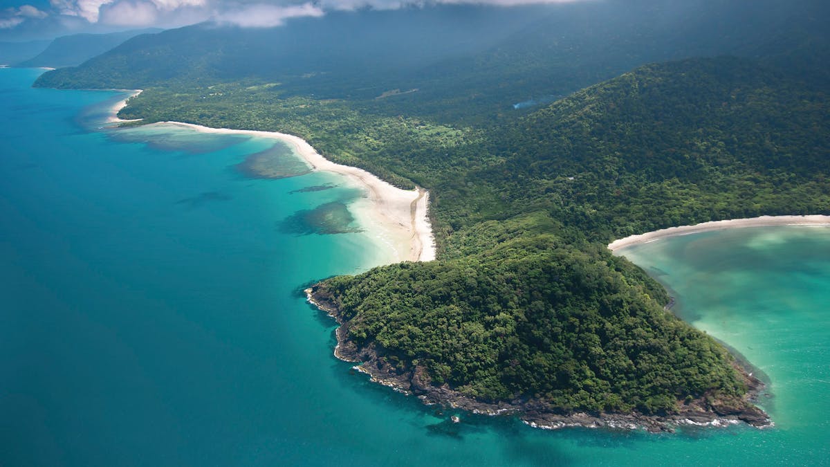 Aerial view of Cape Tribulation headland