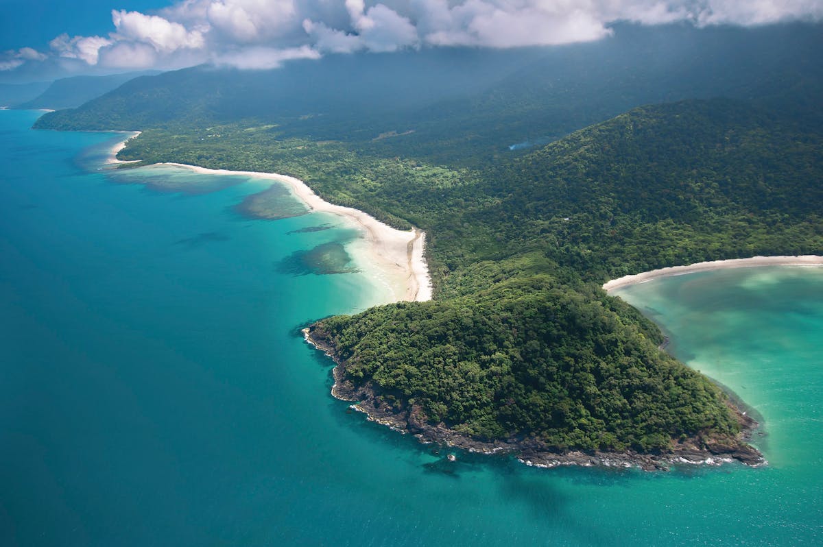 Aerial view of Cape Tribulation headland