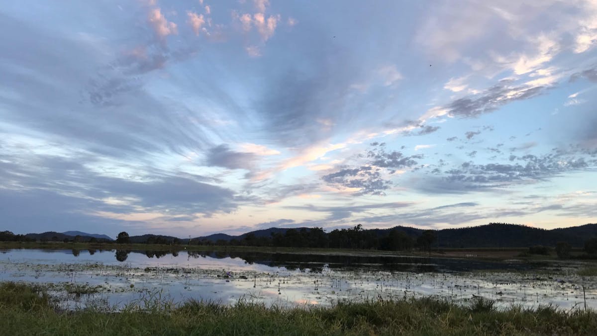 Beautiful cloud formation over dam