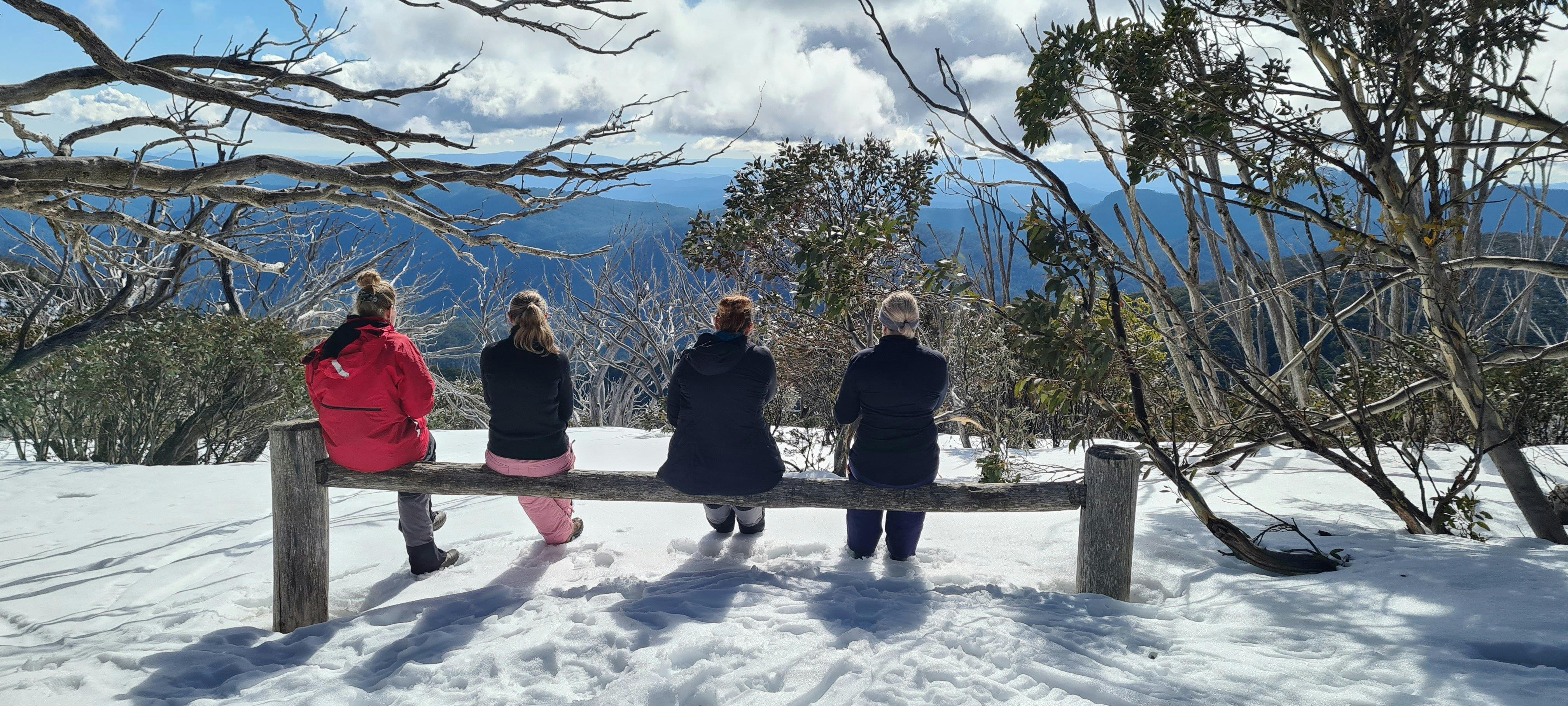 A group of hikers having a rest near Mt Stirling summit.