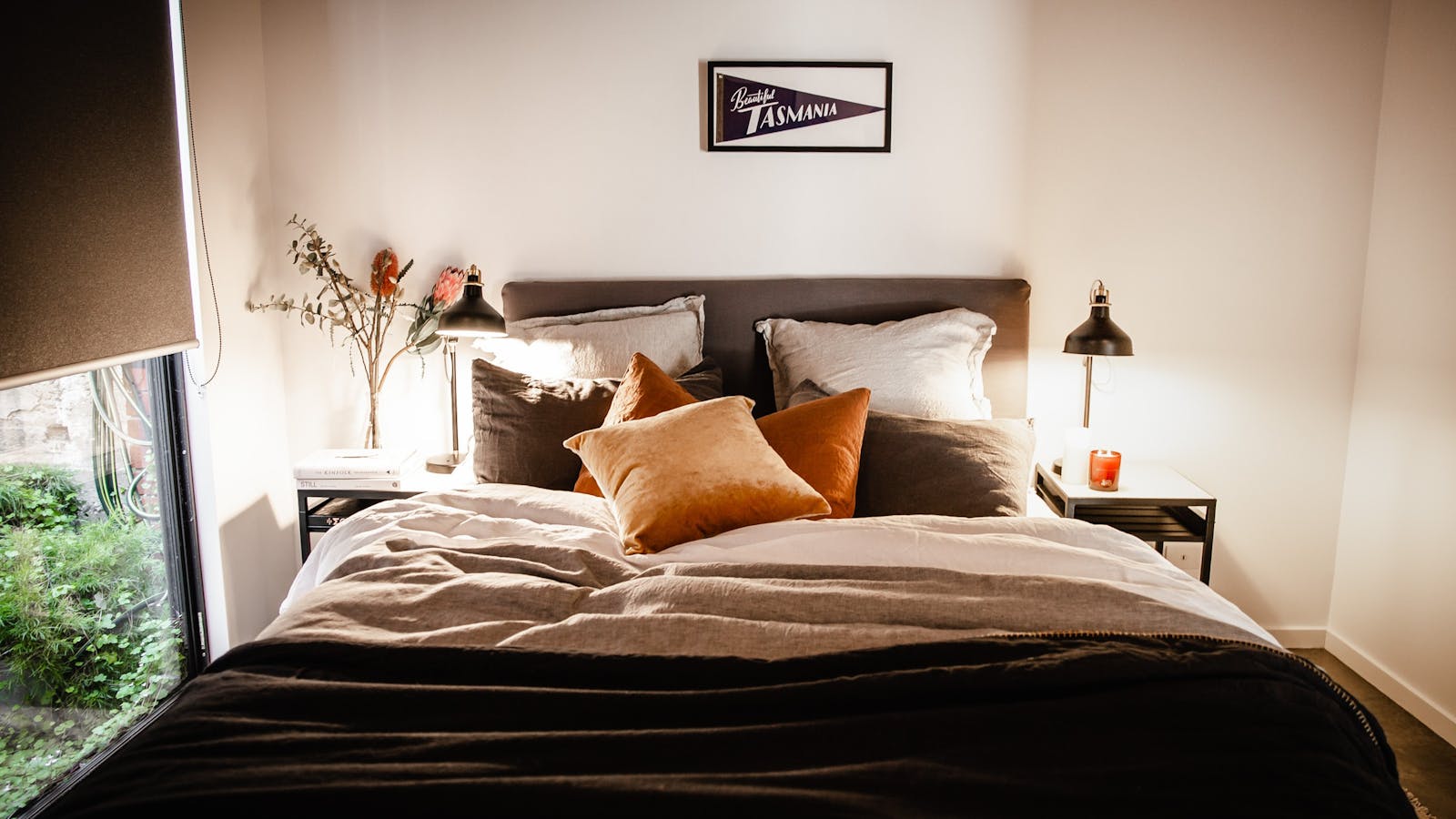 The comfortable Queen bed with quality French linen