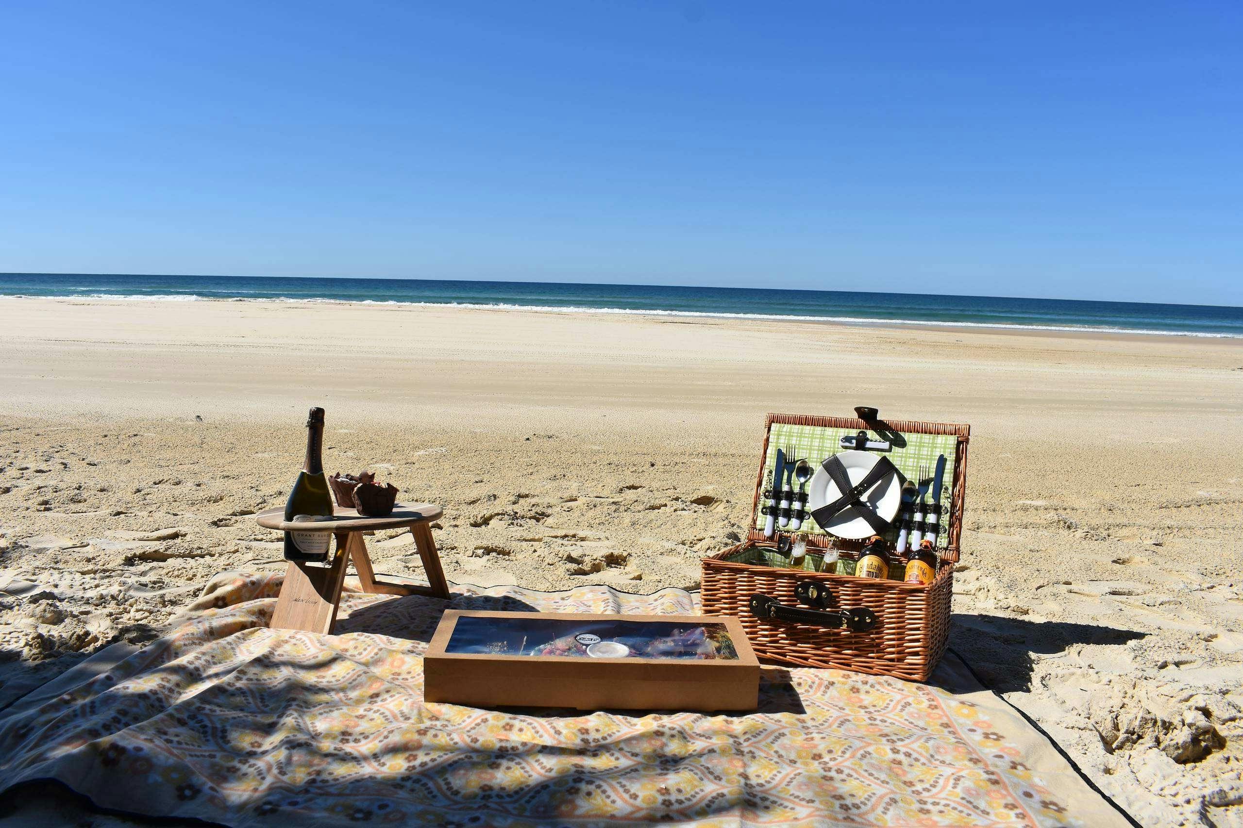 Gourmet picnic on the sand