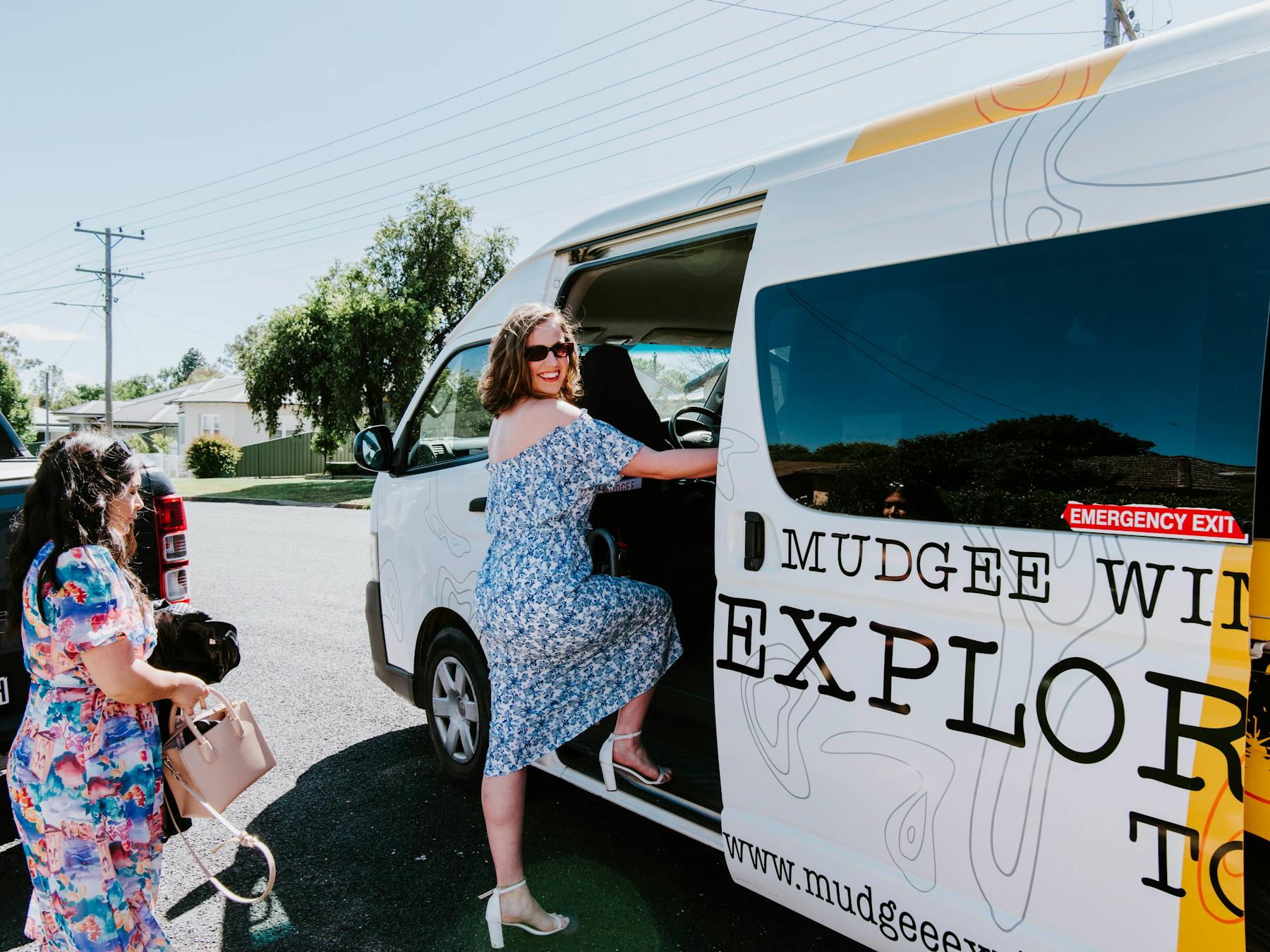 Girl stepping onto bus