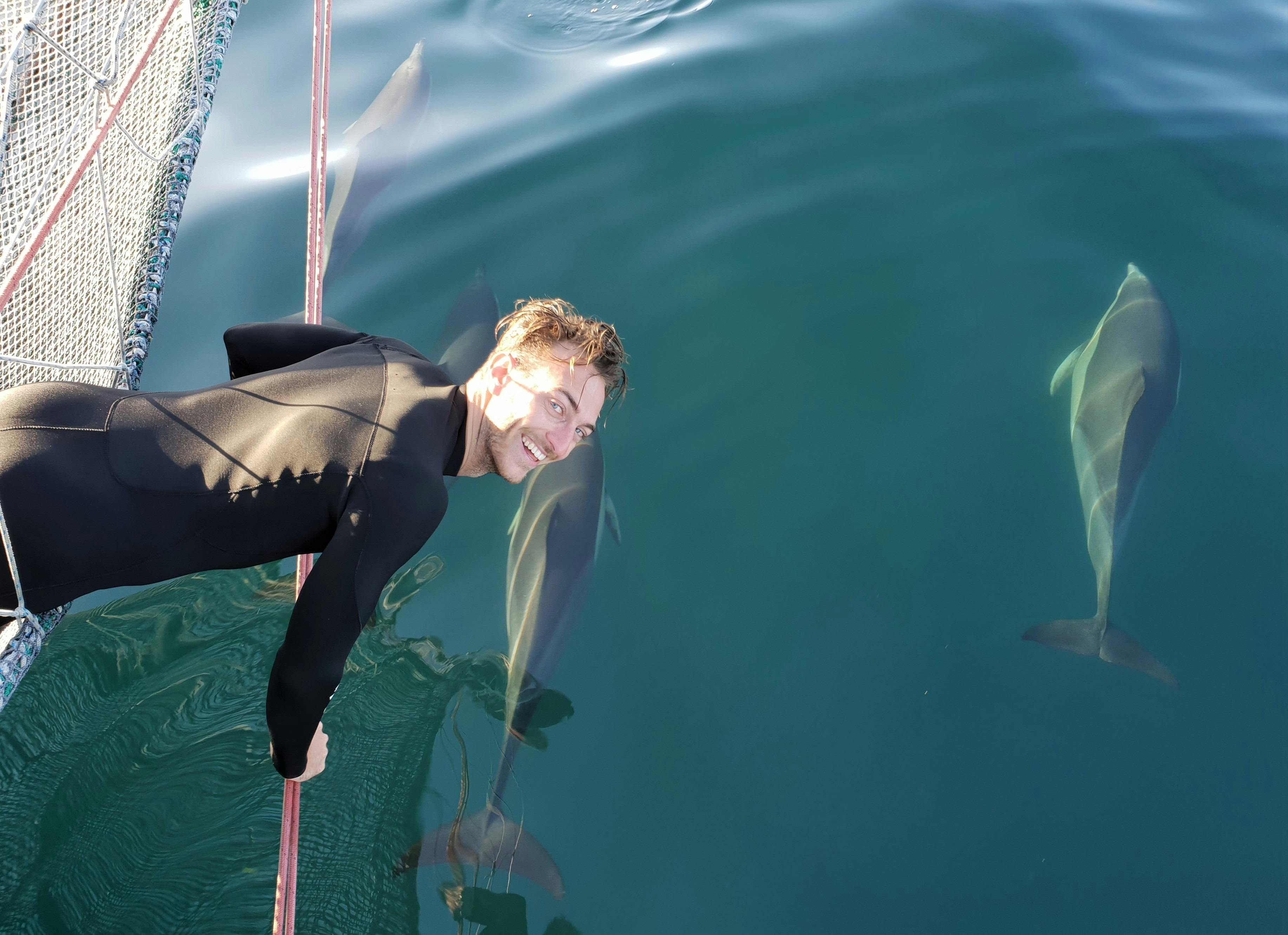 Operations Manager, Matt MacCabe, getting very close to the beautiful wild dolphins.