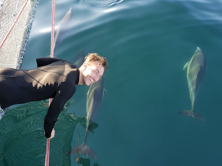 Operations Manager, Matt MacCabe, getting very close to the beautiful wild dolphins.