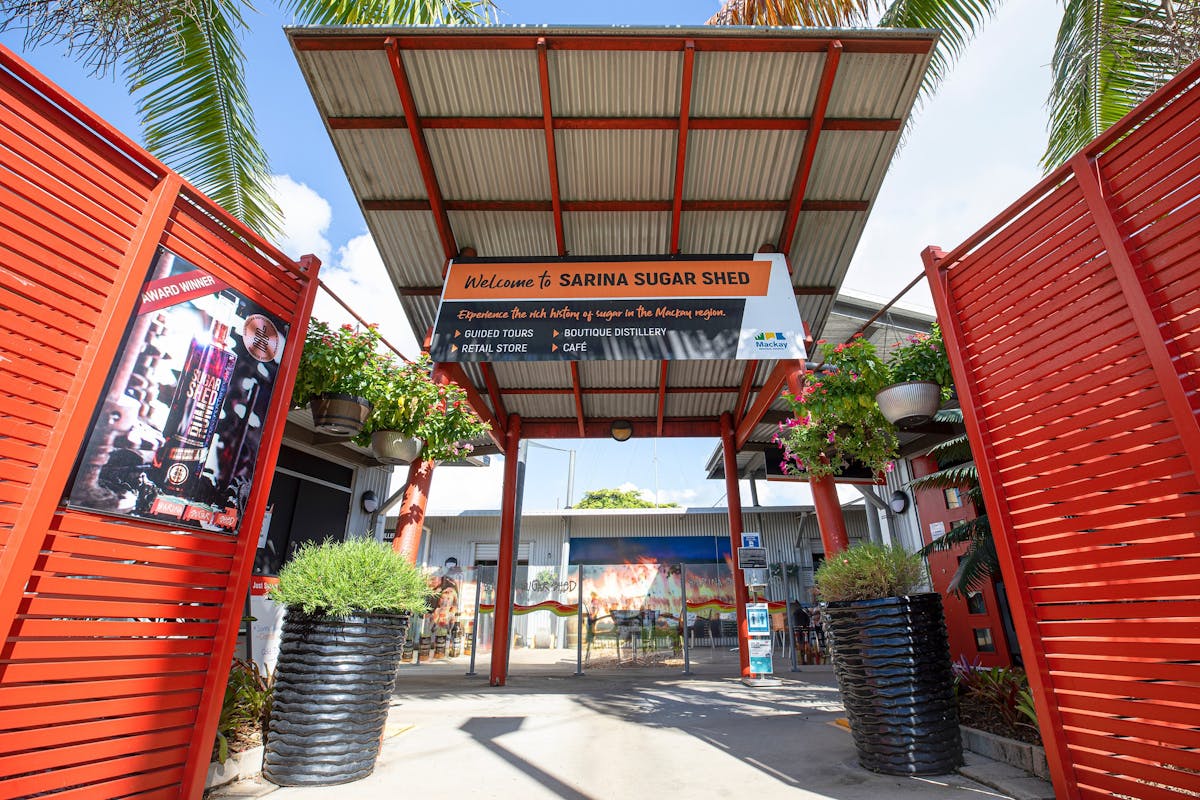 Entrance to Sarina Sugar Shed Daily Guided Tours Cafe Distillery Mackay Queensland