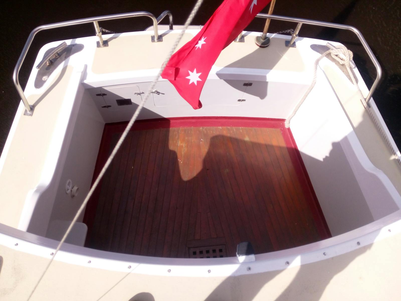 Back deck of La Drone, Huon River Cruises boat tours