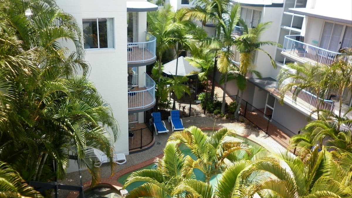 rooftop view pool and gardens