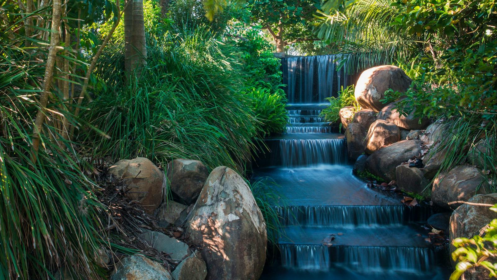 Tropical waterfall at Botanic Gardens