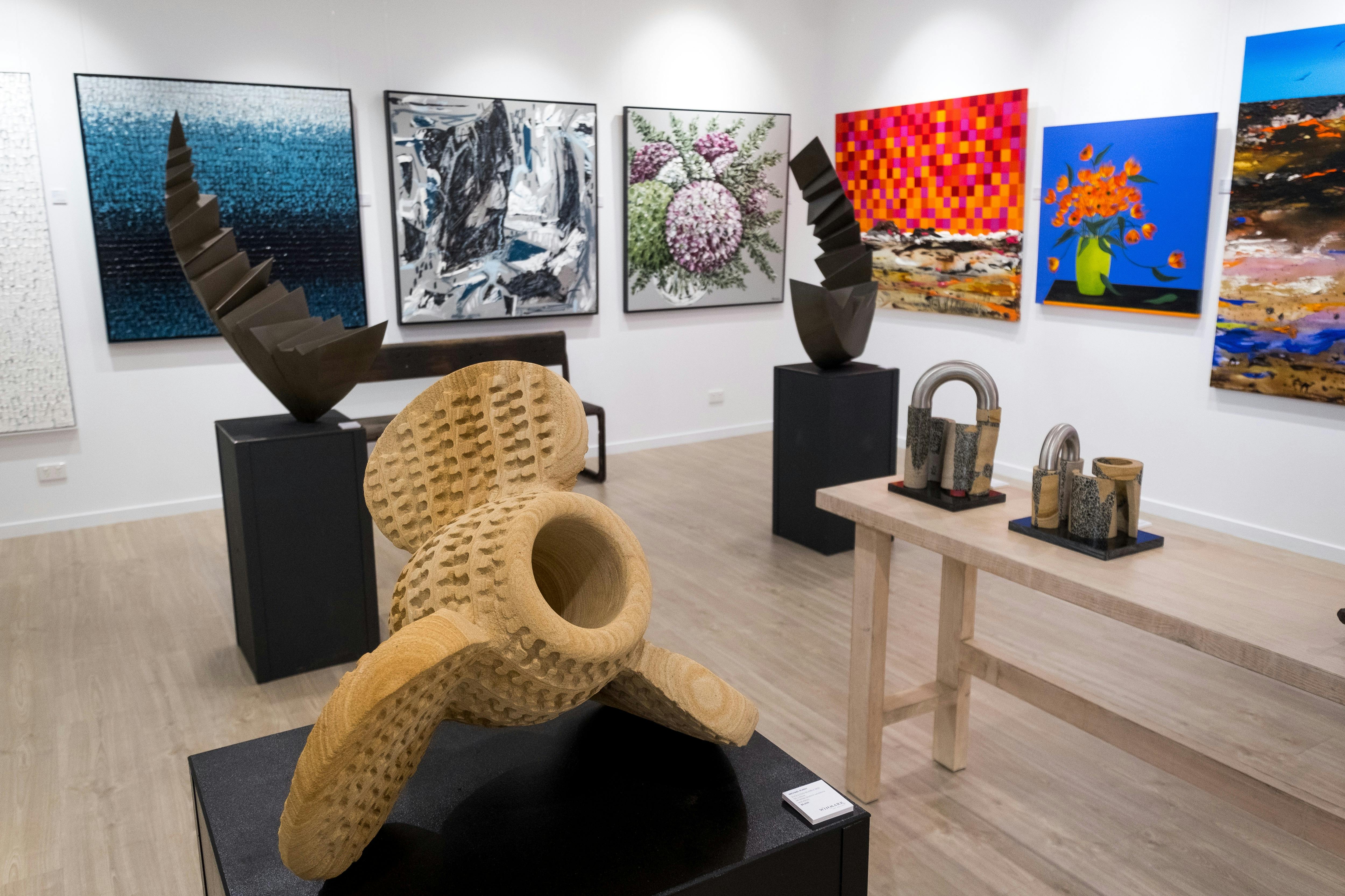 A curated collection of artworks including Paintings, Sculptures and Ceramics