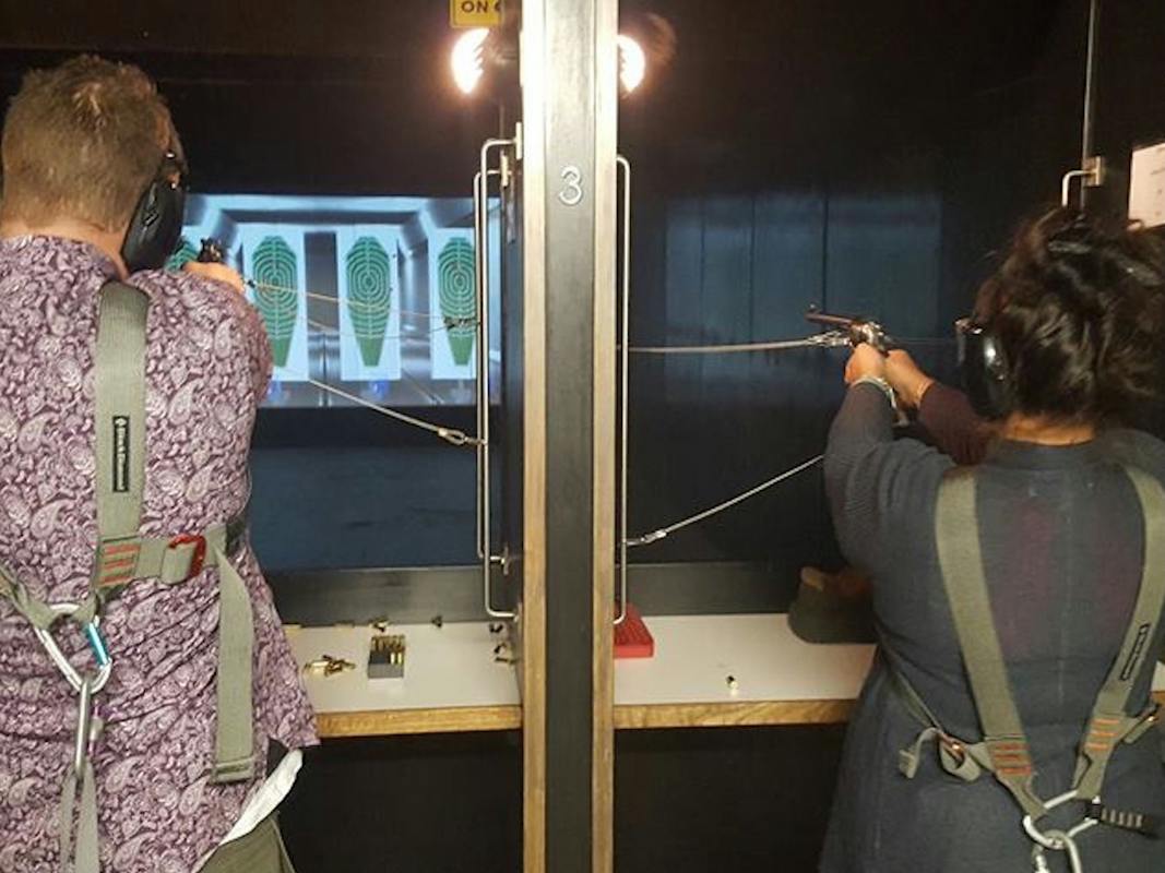 Shooting pistols at The Gunnery Shooting Range