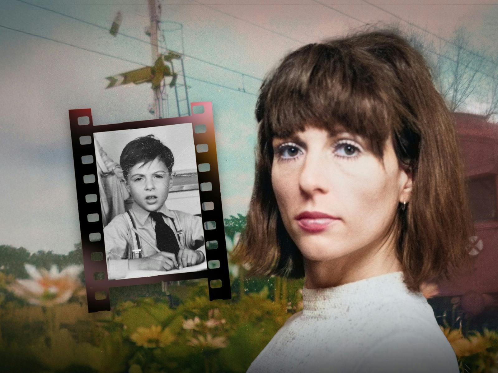 B&W photograph of young boy next to headshot of grown woman
