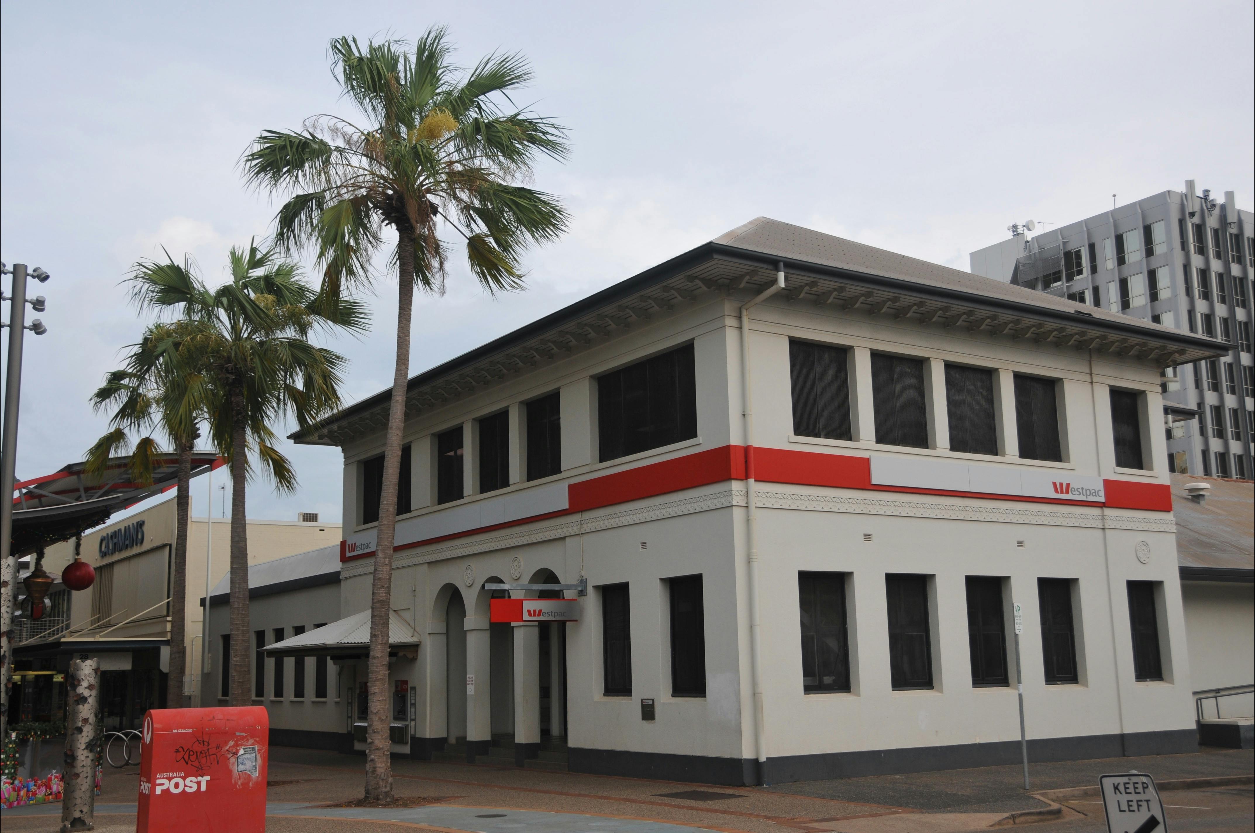 Front façade of the former Bank from the street.