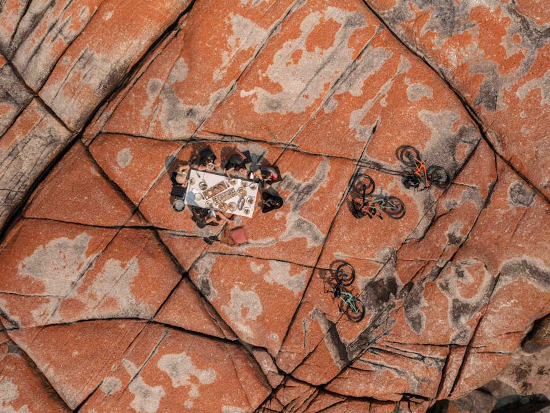 Seafood picnic lunch after riding 42 Bay of Fires trail