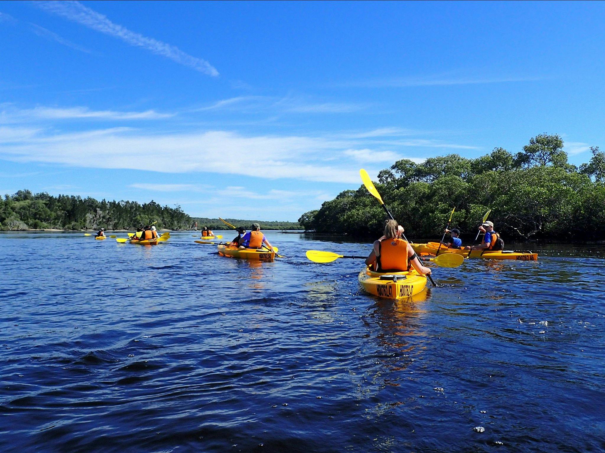 Tour group on the Myall River with Lazy Paddles