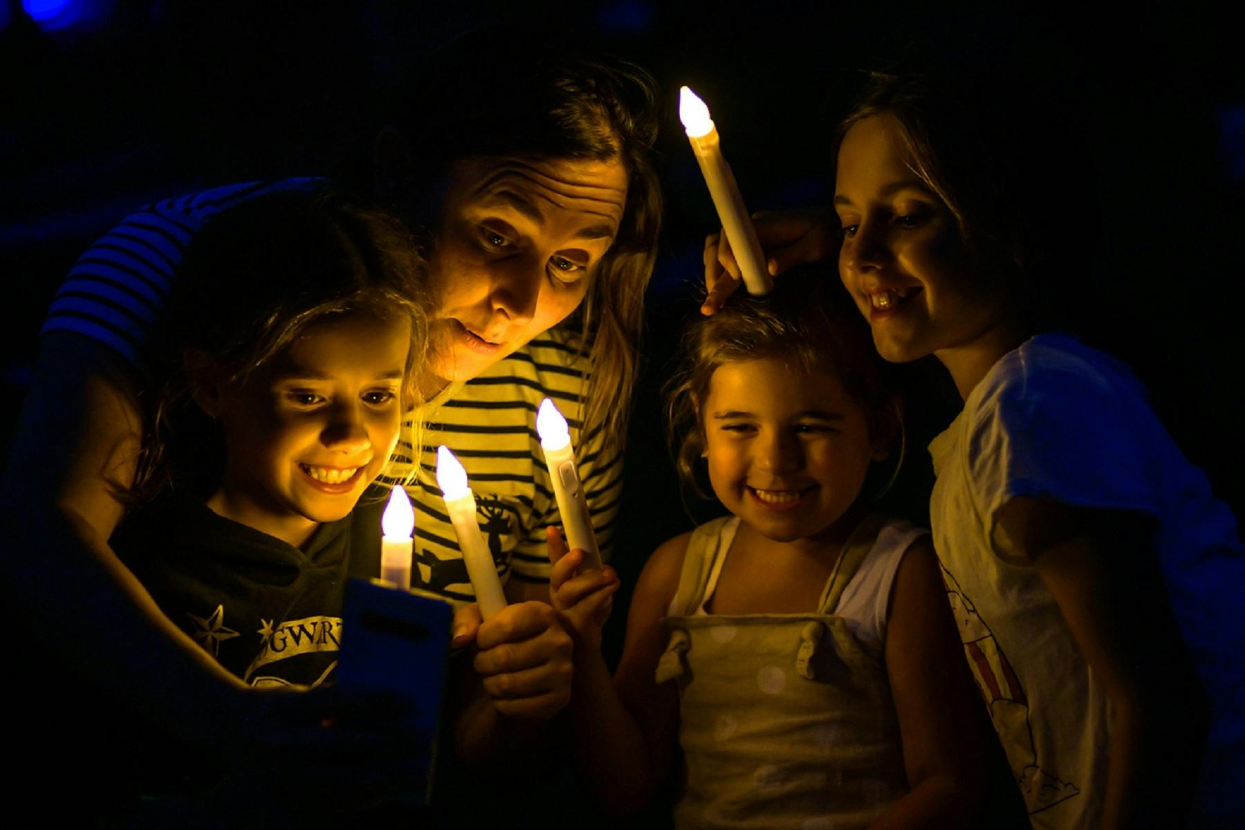 Family with their candles