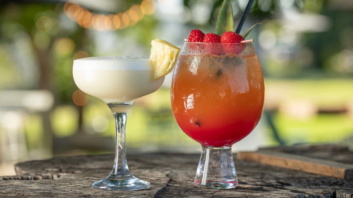 Cocktails in the beer garden at Happy Hour