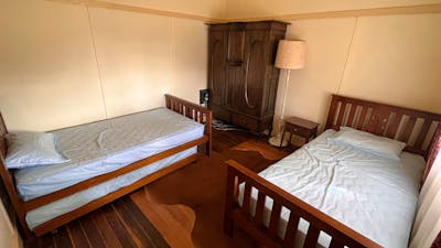 This room has 2 x king-single mattress and 1 x trundle bed with a single sized mattress.