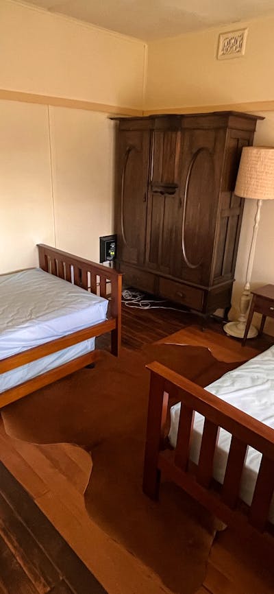 This room has 2 x king-single mattress and 1 x trundle bed with a single sized mattress.