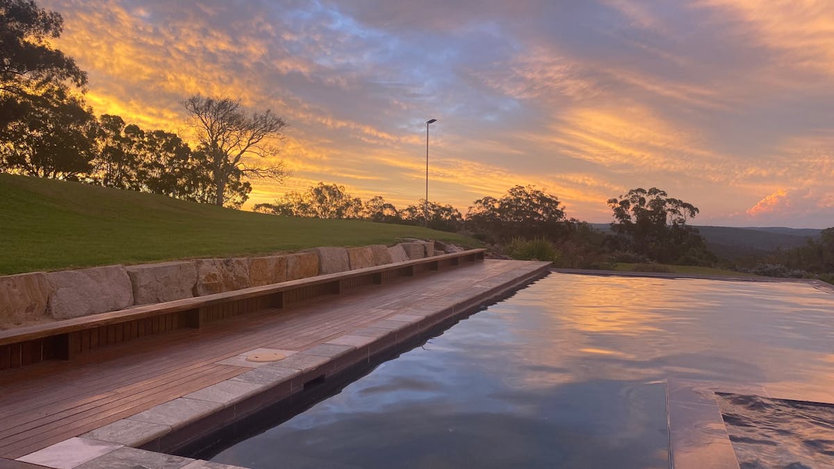Pink skies over the pool