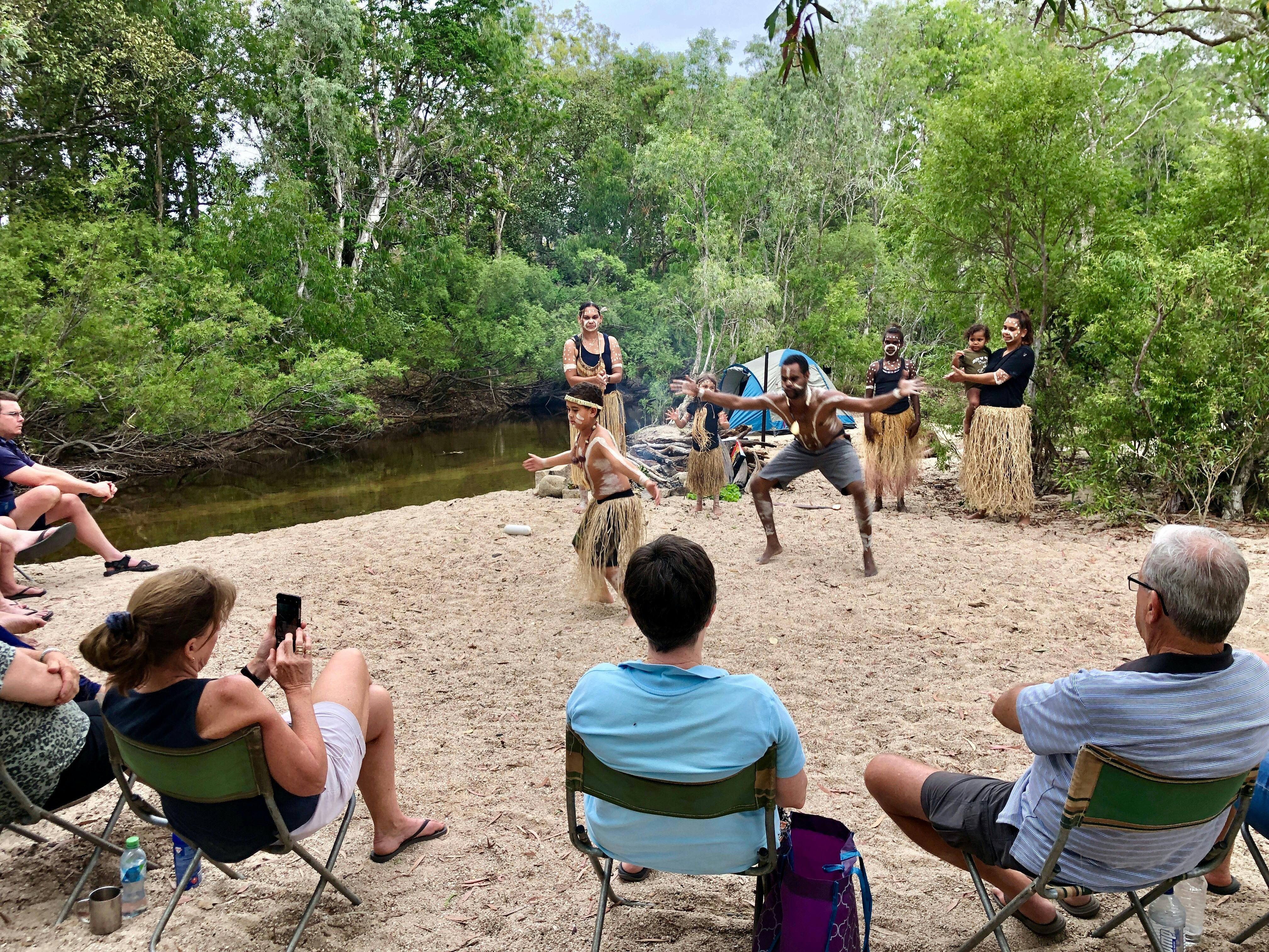 crowd watching aboriginal dancing