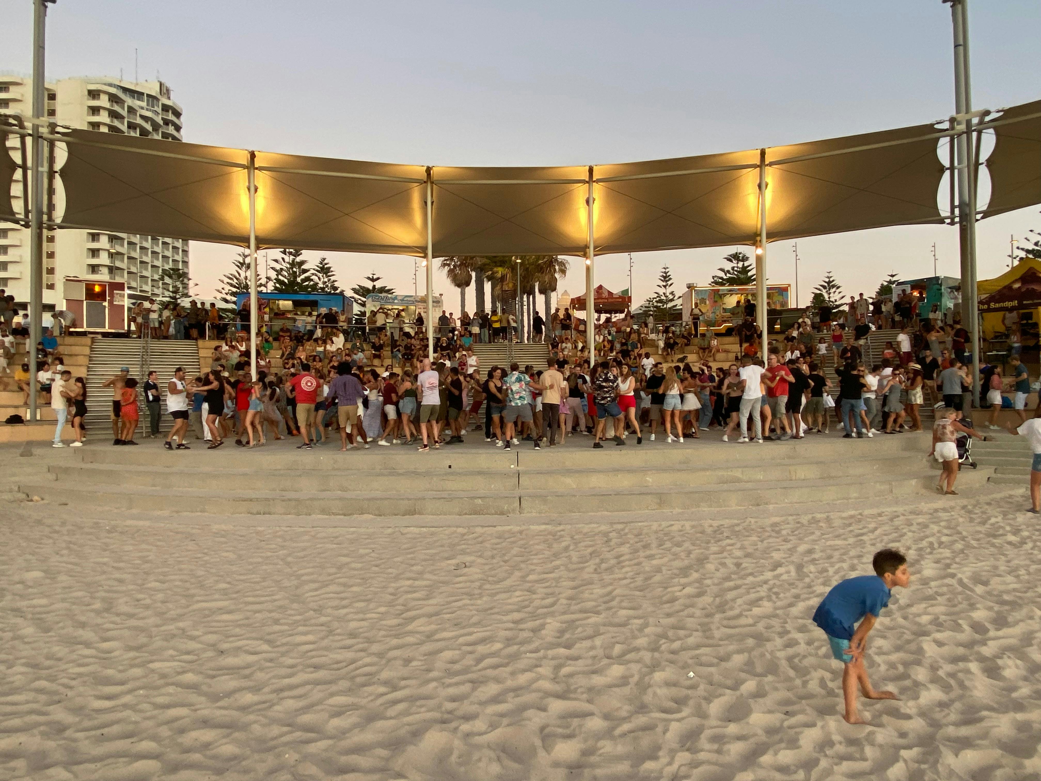 View of dancing from the beach