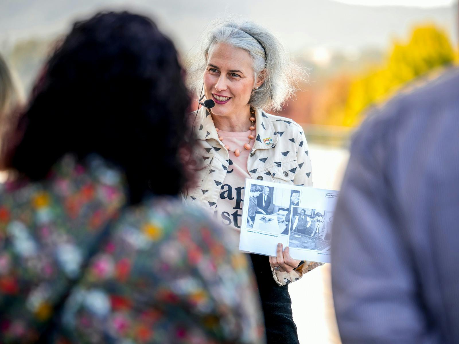 Local guide in Canberra walking with group