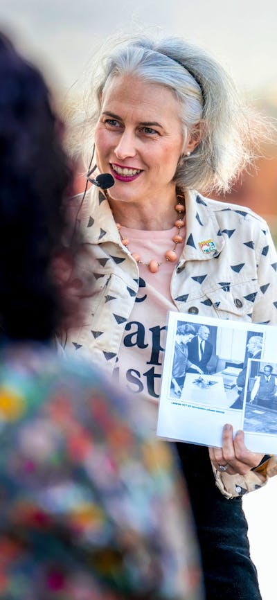 Local guide in Canberra walking with group
