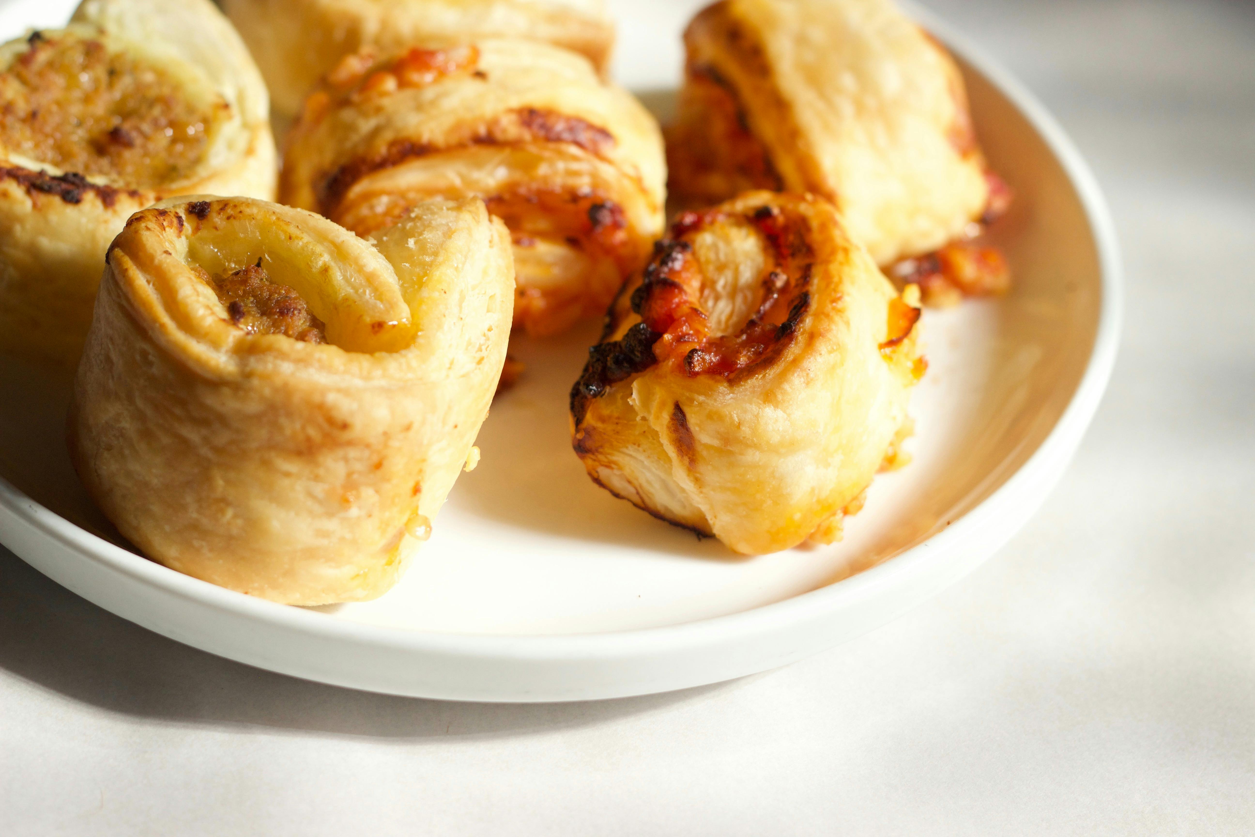 Sausage Roll puff pastry cheese tomato scroll snack bite size