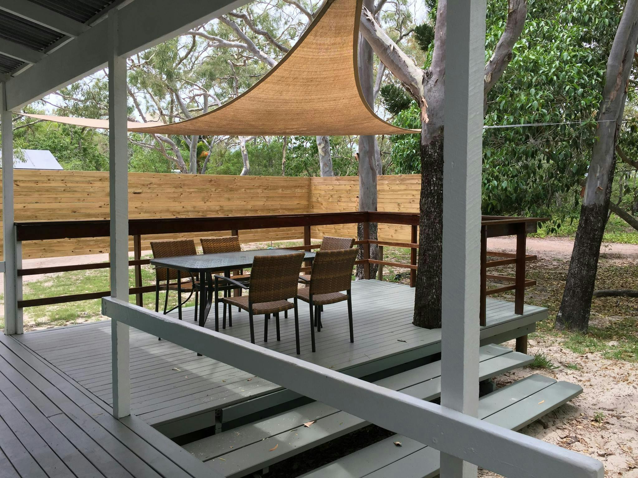 Timber back deck with BBQ facilities Timber back deck with BBQ facilities