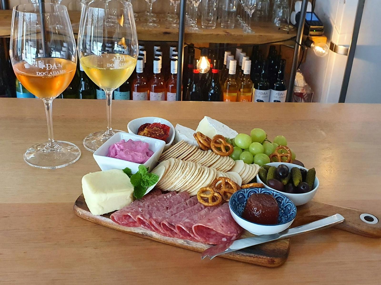 Platter with wine
