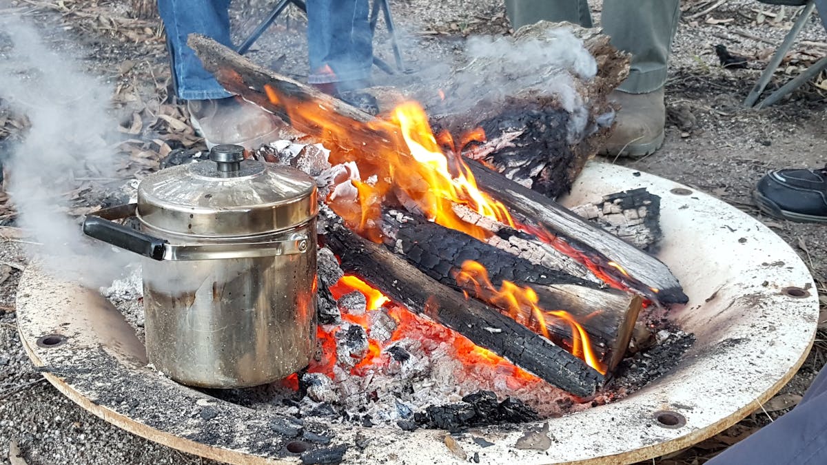 Campfires, cold country camping, tea