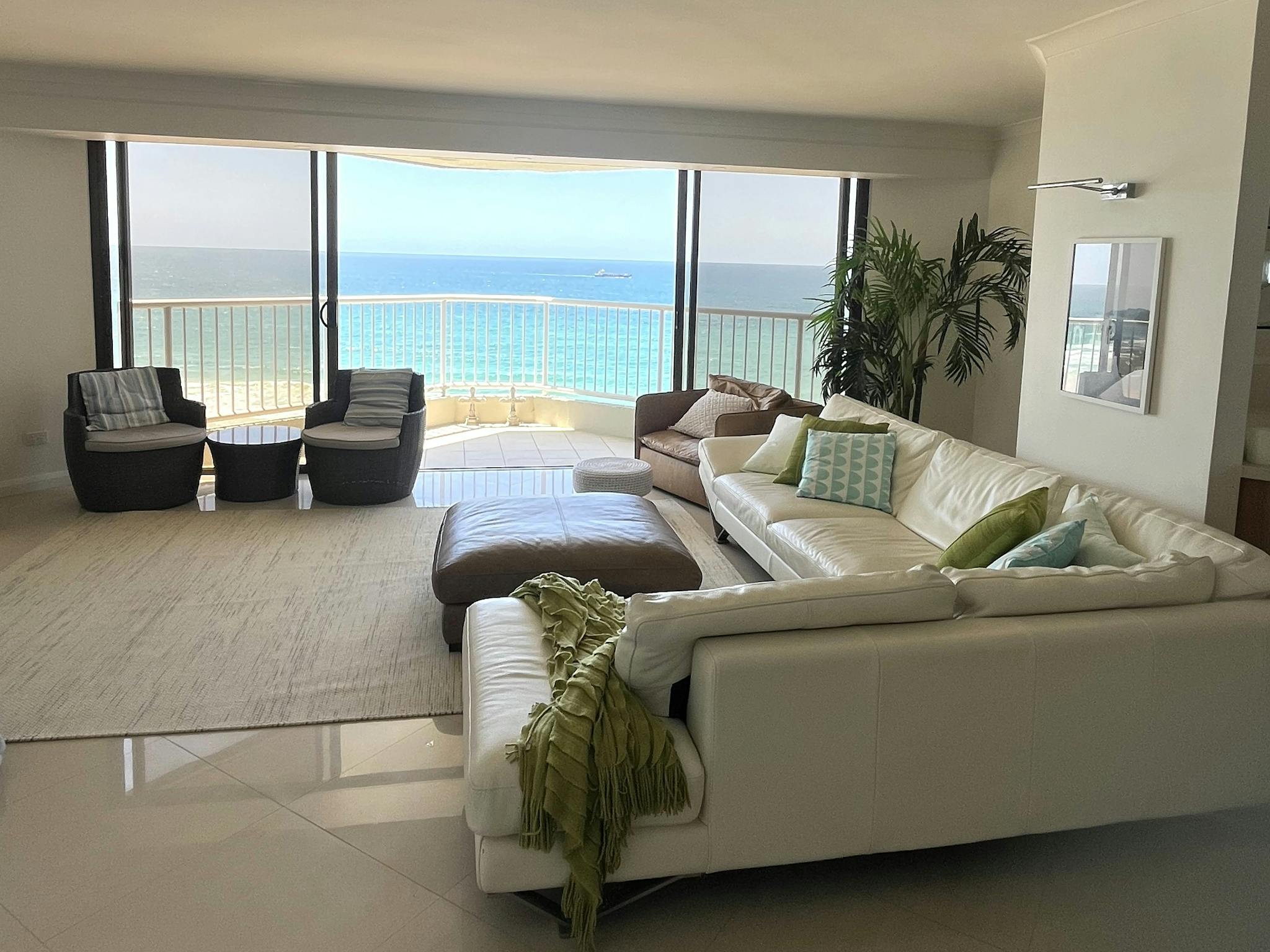 Spacious lounge room with ocean views Spacious lounge room with ocean views