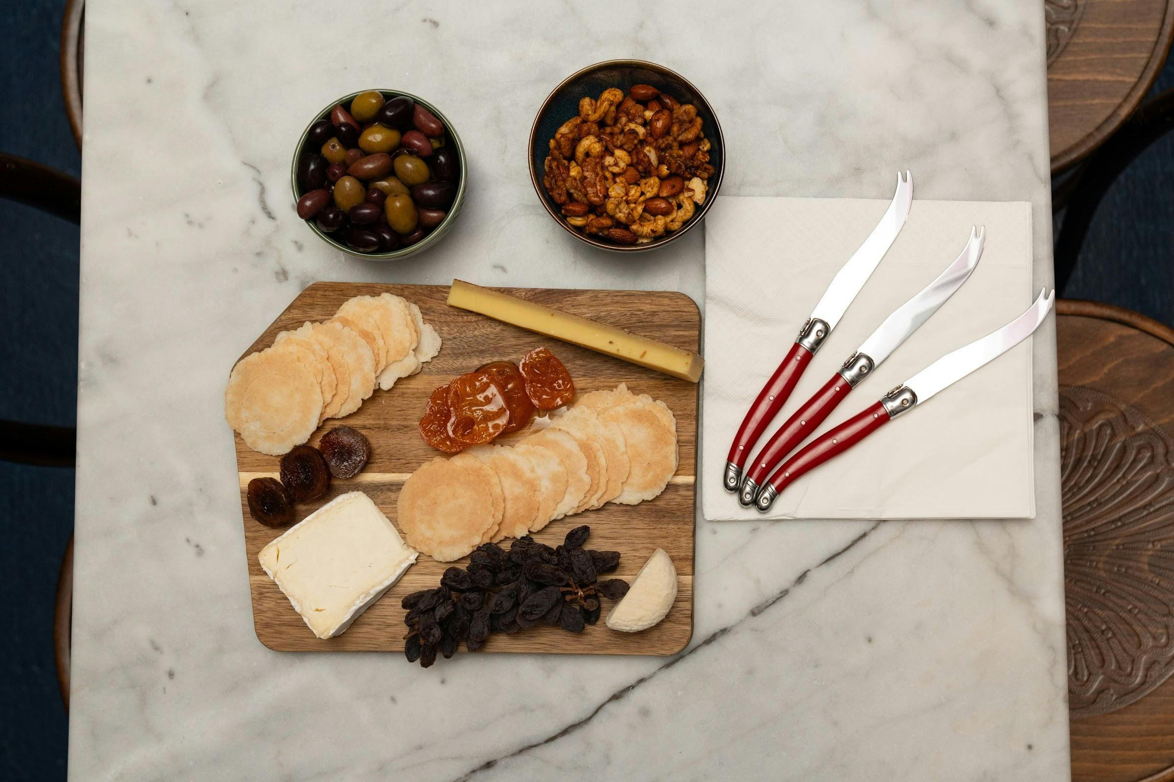 Cheese, charcuterie and crackers on a marble board at Bar Septimus, Adelaide