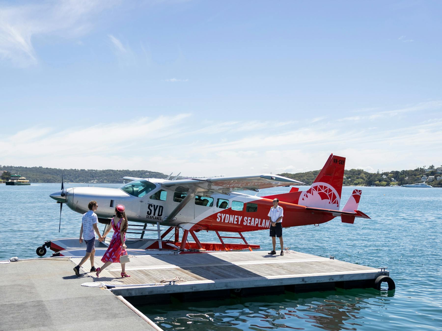 Couple ready to enjoy a Sydney Seaplanes flight from Rose Bay, Sydney