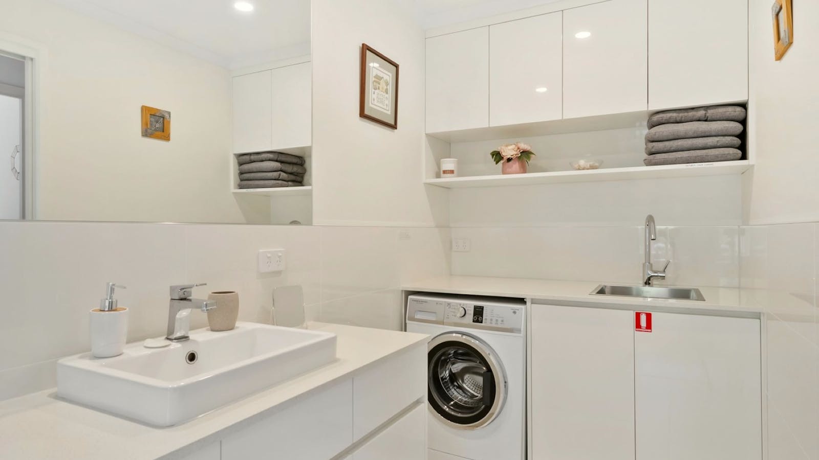 Up stairs bathroom with laundry