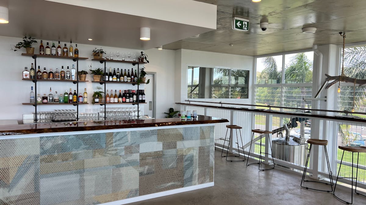 Taproom bar showing bottle of wine and spirits