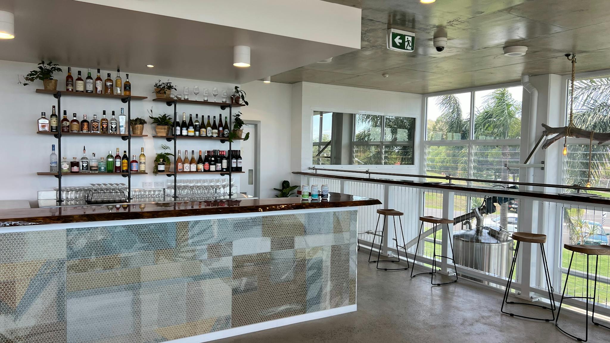 Taproom bar showing bottle of wine and spirits