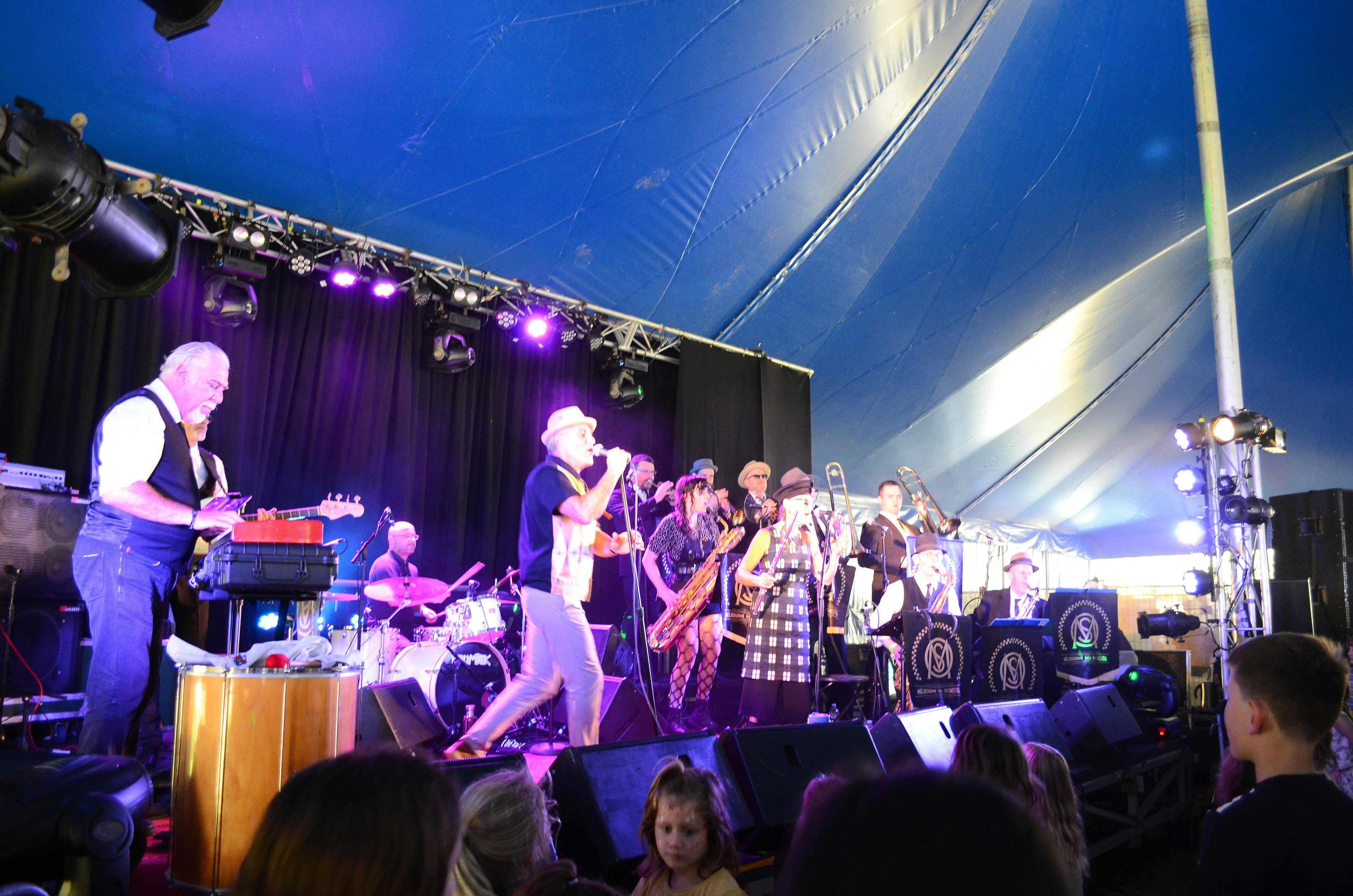 Melbourne Ska Orchestra playing in the big tent