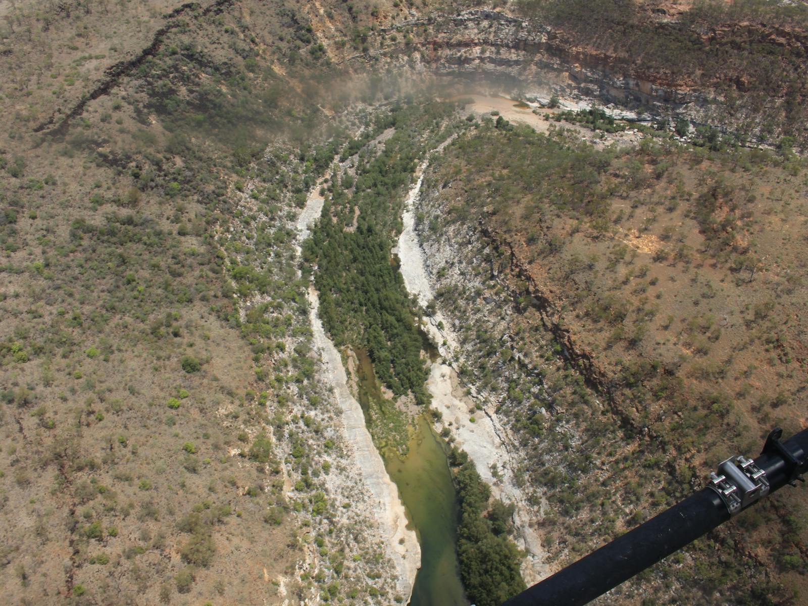 Looking down from the helicopter into Porcupine Gorge NP