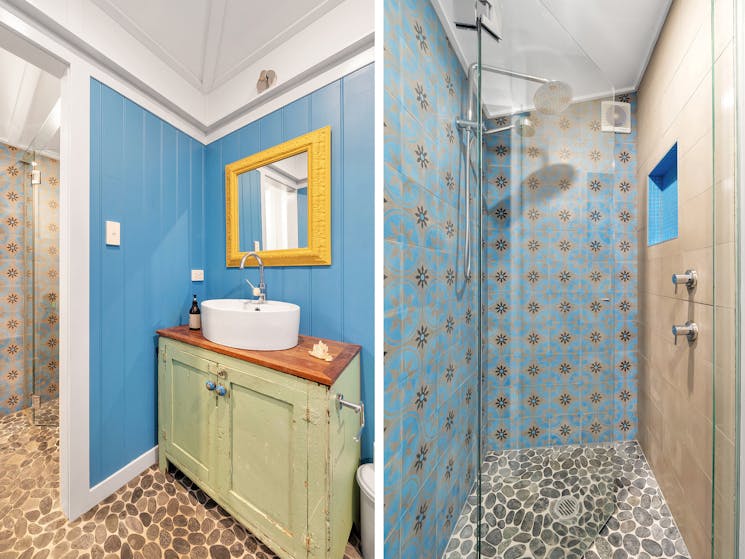 Bathroom & shower with designer cement tiles
