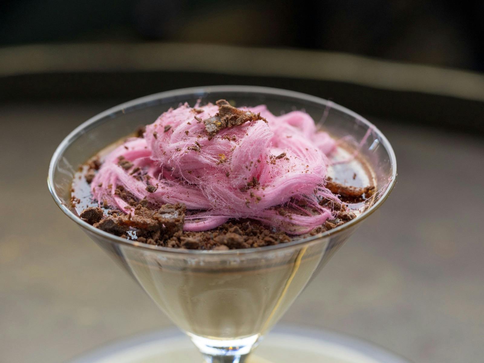 Espresso Panna Cotta with Persian Fairy Floss