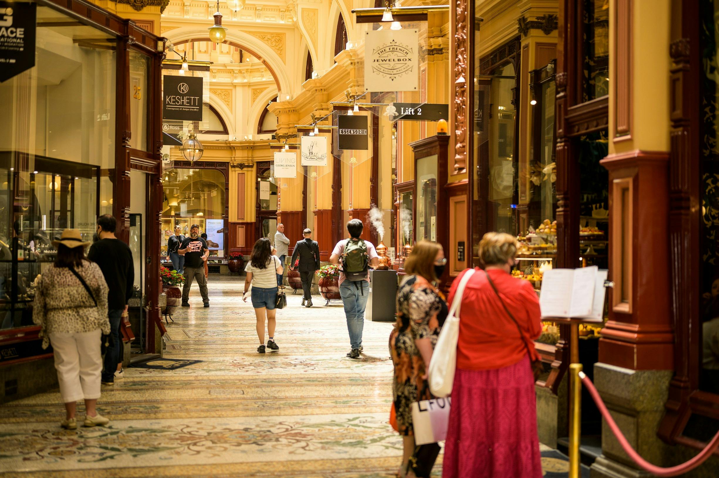 Explore the hidden gems such as the Royal and Block Arcades