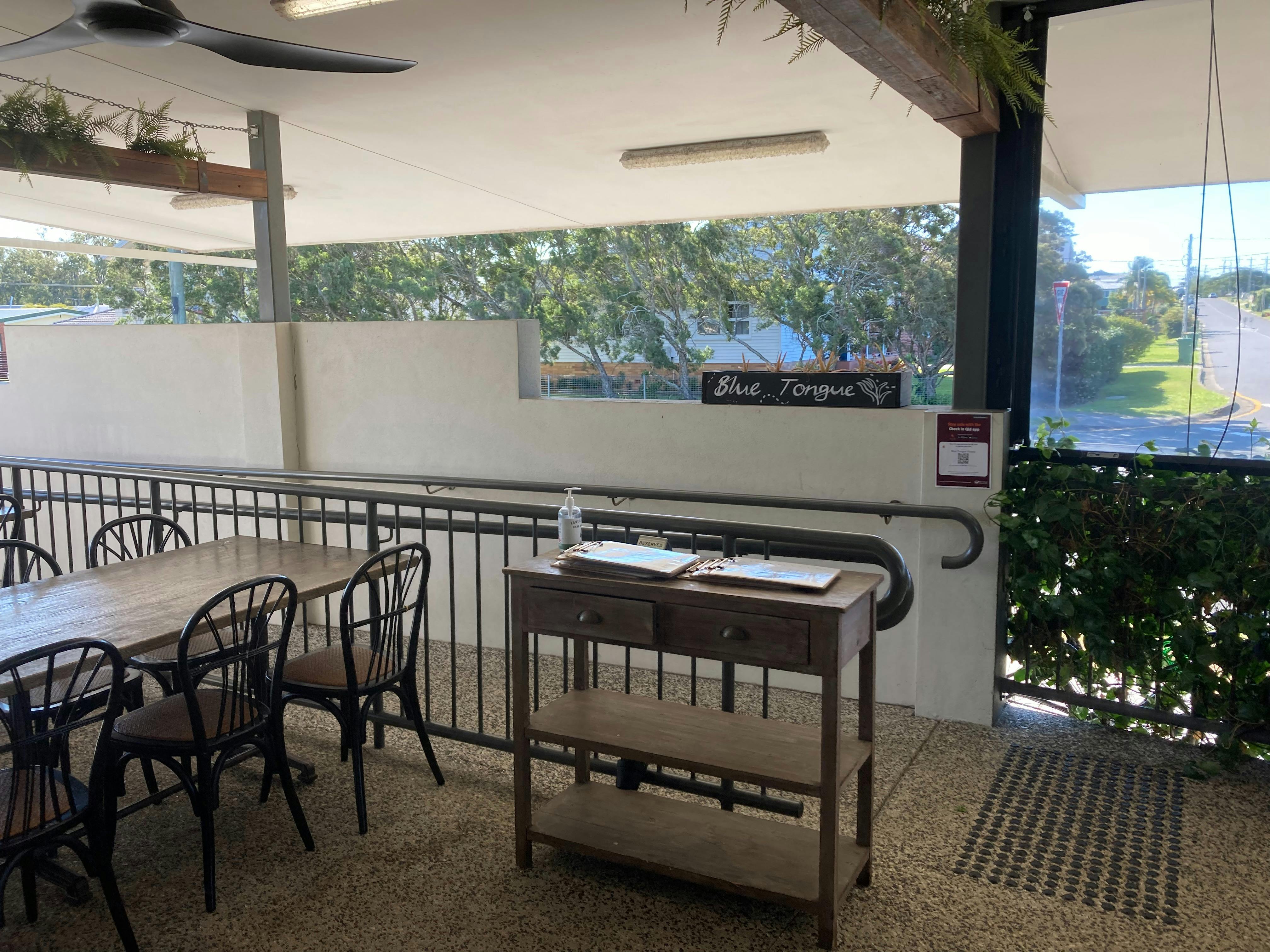 The wheelchair ramp leads all the way up to the main front entrance to the Pantry.
