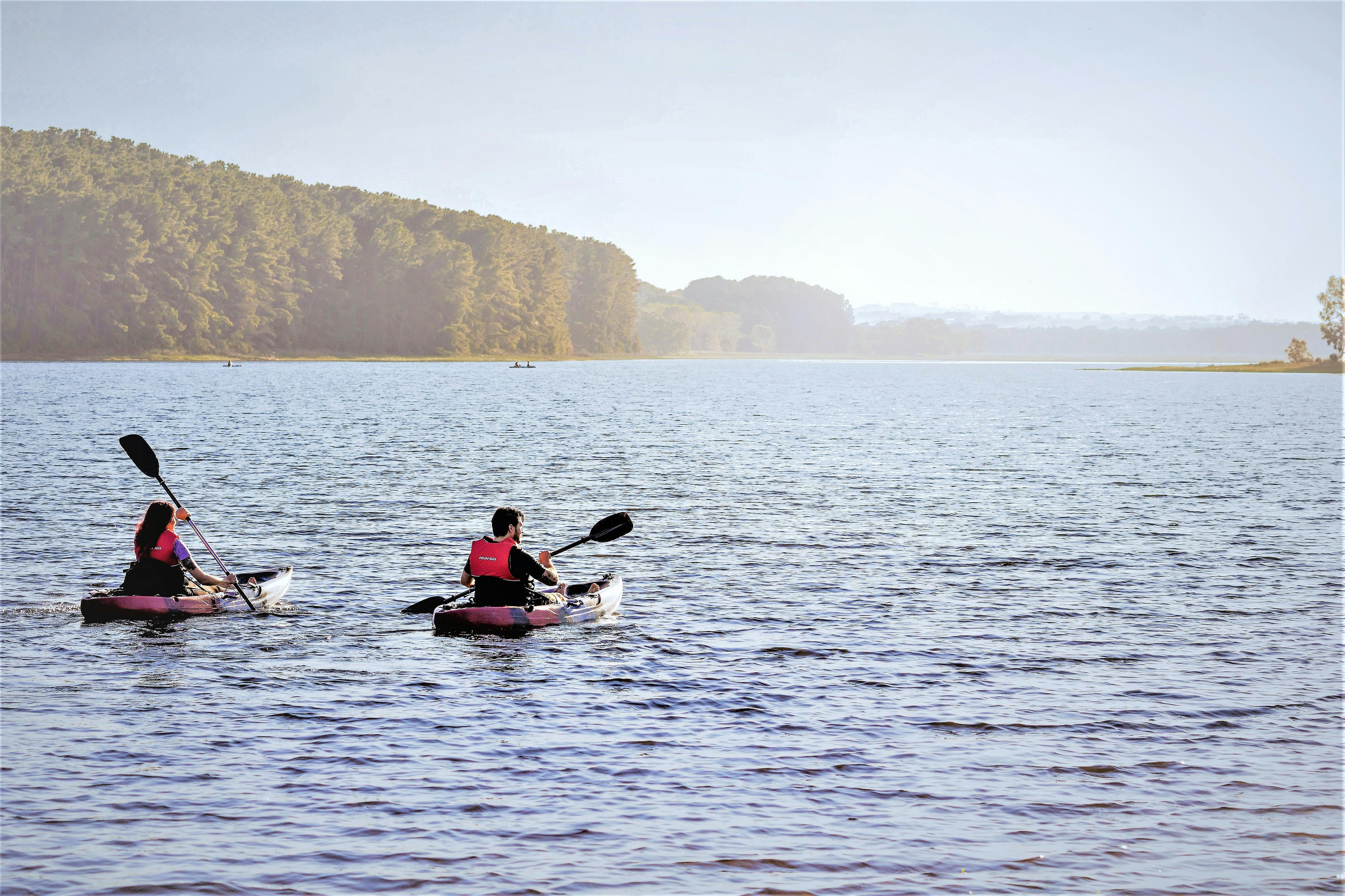 Kayaks on the Myponga Reservoir in the morning
