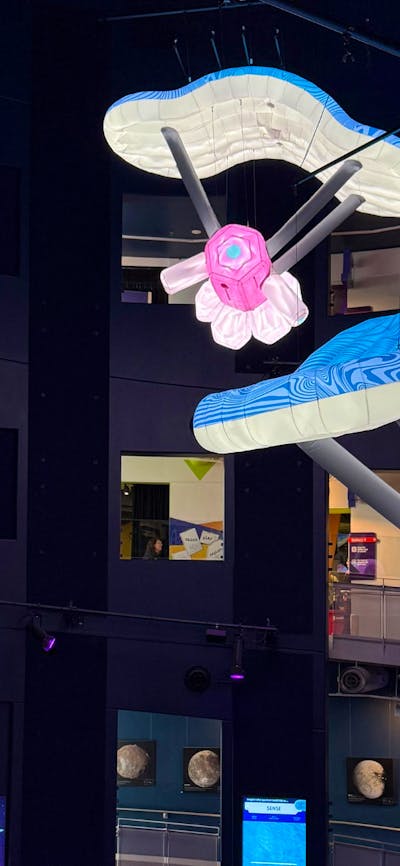Three inflatable sculptures that represent quantum technology