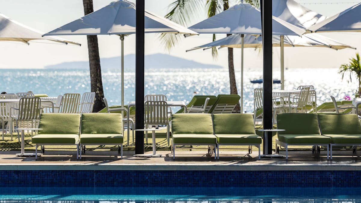 coral sea resort lounge by the pool