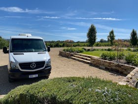 Our largest vehicle - Mercedes Benz Sprinter on tour at the beautiful Hugo family winery